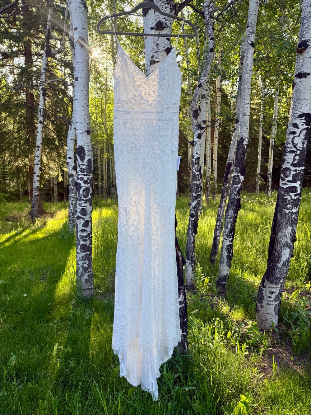 Cherished Vow White Spaghetti Strap Mermaid Wedding Gown - Picture 4 of 10